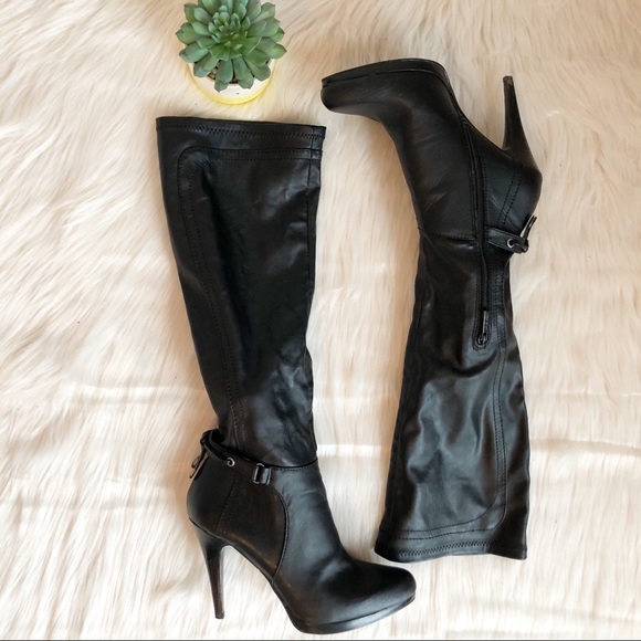 Nine West Shoes - Nine West Bizzy Bee Black Heeled Knee High Boots 9